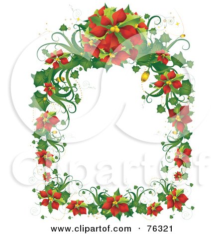 Royalty-Free (RF) Clipart Illustration of a Christmas Poinsettia Frame by BNP Design Studio