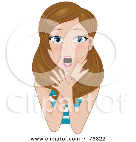 Royalty-Free (RF) Clipart Illustration of a Shocked Dirty Blond Woman Touching Her Face by BNP Design Studio