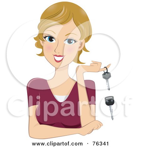 Royalty-Free (RF) Clipart Illustration of a Young Blond Woman With Old And New Keys by BNP Design Studio