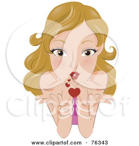 Royalty-Free (RF) Clipart Illustration of a Dirty Blond Woman Blowing Kisses by BNP Design Studio
