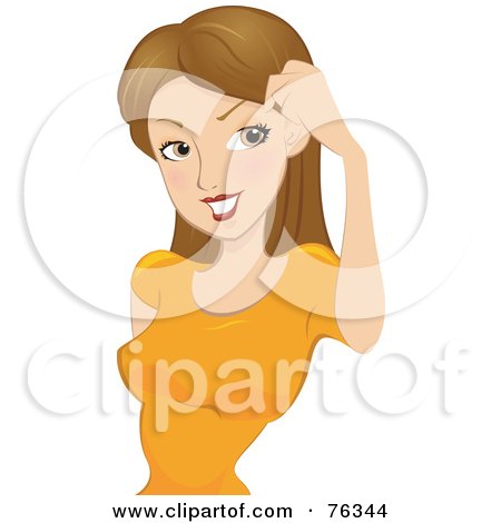 Royalty-Free (RF) Clipart Illustration of a Pretty Dirty Blond Woman Brushing Her Hair Away From Her Eyes by BNP Design Studio