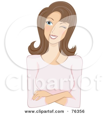 Royalty-Free (RF) Clipart Illustration of a Pretty Brunette Winking by BNP Design Studio