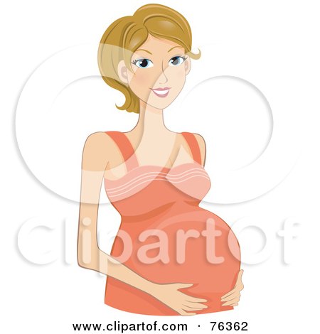 Royalty-Free (RF) Clipart Illustration of a Pregnant Dirty Blond Woman Holding Her Belly by BNP Design Studio