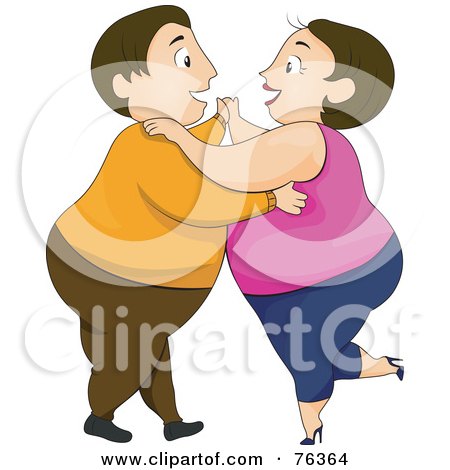 Royalty-Free (RF) Clipart Illustration of a Pleasantly Plump Couple Laughing And Dancing by BNP Design Studio