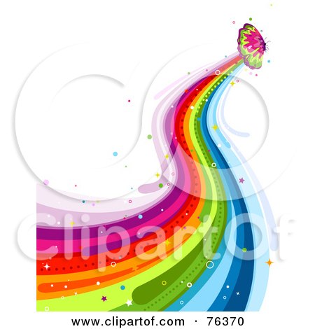 Royalty-Free (RF) Clipart Illustration of a Butterfly Rainbow Trail by BNP Design Studio