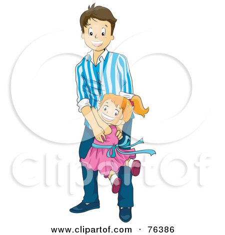 Royalty-Free (RF) Clipart Illustration of a Little Girl Running And Jumping On Her Father by BNP Design Studio
