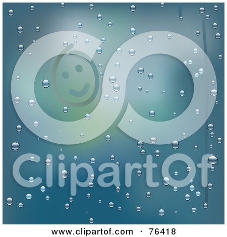 Royalty-Free (RF) Clipart Illustration of a Sad Face On A Wet Window by elaineitalia