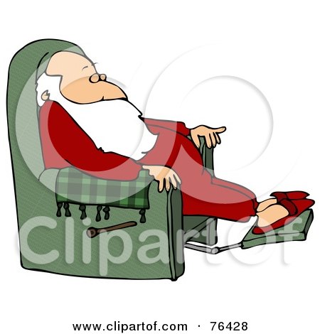 Royalty-Free (RF) Clipart Illustration of Kris Kringle Relaxing In A Green Recliner by djart