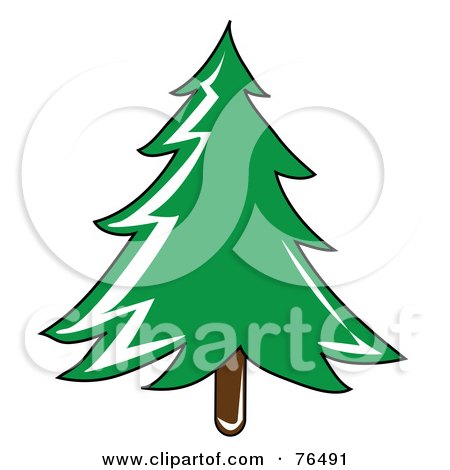 Royalty-Free (RF) Clipart Illustration of a Lush Green Evergreen Tree by Pams Clipart