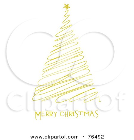 Royalty-Free (RF) Clipart Illustration of a Yellow Merry Christmas Greeting Under A Yellow