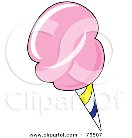 Royalty-Free (RF) Clipart Illustration of Pink Cotton Candy On A Striped Cone by Pams Clipart
