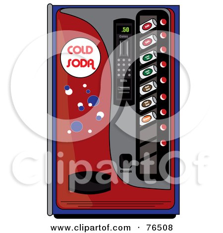 Royalty-Free (RF) Clipart Illustration of a Red Soda Dispenser Vending Machine by Pams Clipart