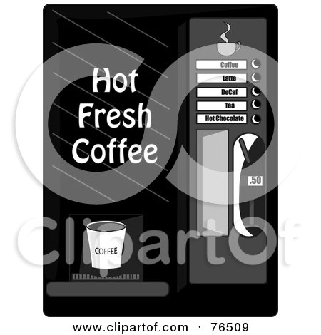 Royalty-Free (RF) Clipart Illustration of a Black And White Coffee Machine Dispenser by Pams Clipart