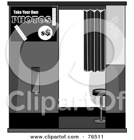 Royalty-Free (RF) Clipart Illustration of an Empty Black And White Self Serve Photo Booth by Pams Clipart