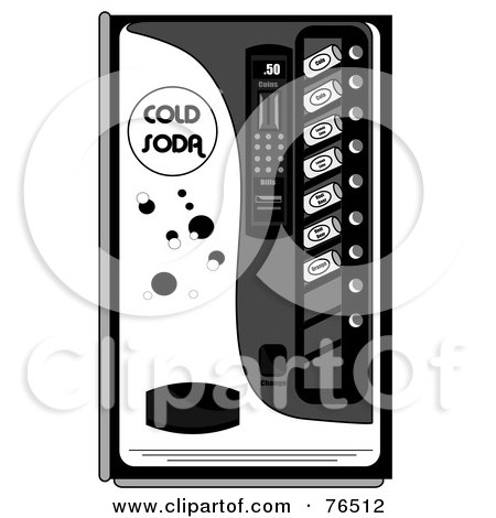Royalty-Free (RF) Clipart Illustration of a Black And White Soda Dispenser Vending Machine by Pams Clipart