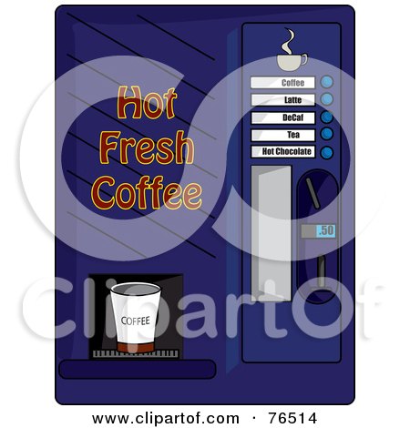 Royalty-Free (RF) Clipart Illustration of a Blue Coffee Machine Dispenser by Pams Clipart