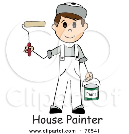 Royalty-Free (RF) Clipart Illustration of Words Under A Caucasian Painter Stick Boy With A Roller Brush by Pams Clipart