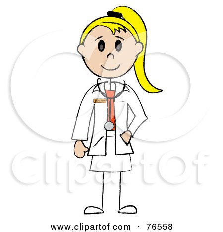Royalty-Free (RF) Clipart Illustration of a Friendly Blond Caucasian Stick Woman Doctor by Pams Clipart