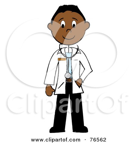 Royalty-Free (RF) Clipart Illustration of a Friendly Hispanic Stick Man Doctor by Pams Clipart