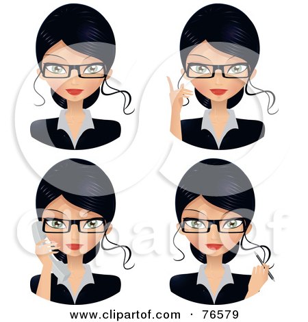 Royalty-Free (RF) Clipart Illustration of a Digital Collage Of Female Secretary Faces by Melisende Vector