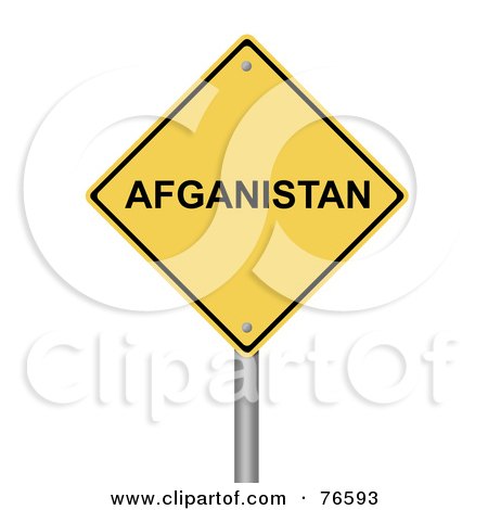 Royalty-Free (RF) Clipart Illustration of a Yellow Afganistan Warning Sign by oboy