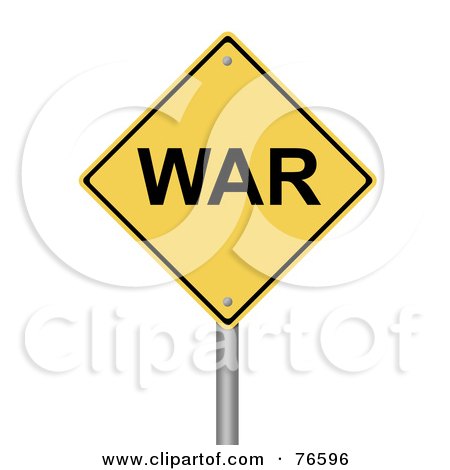 Royalty-Free (RF) Clipart Illustration of a Yellow War Warning Sign by oboy