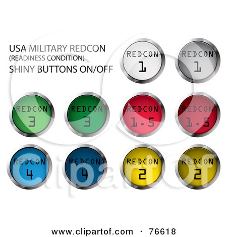 Royalty-Free (RF) Clipart Illustration of a Digital Collage Of Round Colorful Redcon Buttons by MilsiArt
