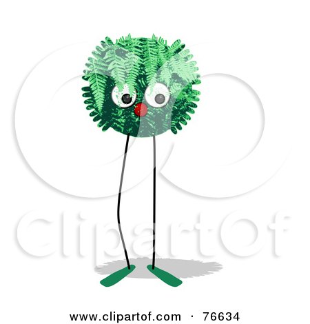 Royalty-Free (RF) Clipart Illustration of a Leggy Green Fern Ball Creature by NL shop