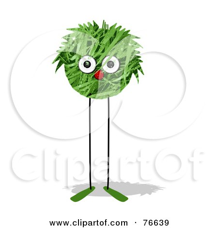 Royalty-Free (RF) Clipart Illustration of a Leggy Green Grass Ball Creature by NL shop