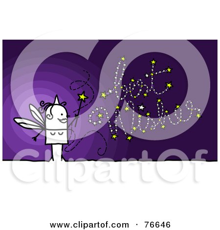 Royalty-Free (RF) Clipart Illustration of a Stick People Character Fairy Godmother Creating Best Wishes With Her Wand by NL shop