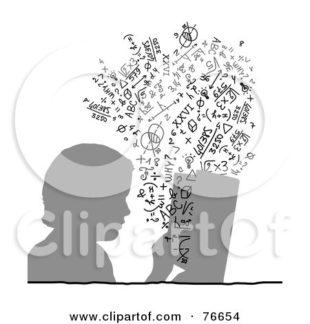 Royalty-Free (RF) Clipart Illustration of a Shadowed Boy Reading And Studying by NL shop