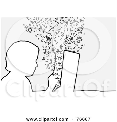 Royalty-Free (RF) Clipart Illustration of a Head Outline Of A Male Student Reading by NL shop