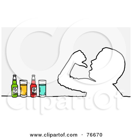 Royalty-Free (RF) Clipart Illustration of a Head Outline Of A Man Drinking Beverages by NL shop