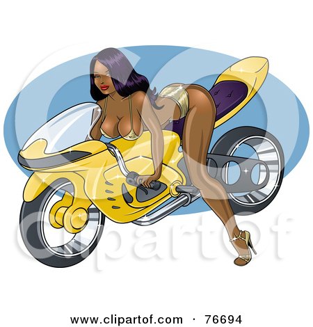 Royalty-Free (RF) Clipart Illustration of a Pinup Woman Leaning Over Her Moped by r formidable