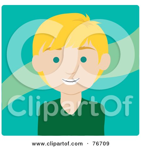 Royalty-Free (RF) Clipart Illustration of a Blond Caucasian Boy Avatar With Braces by Rosie Piter