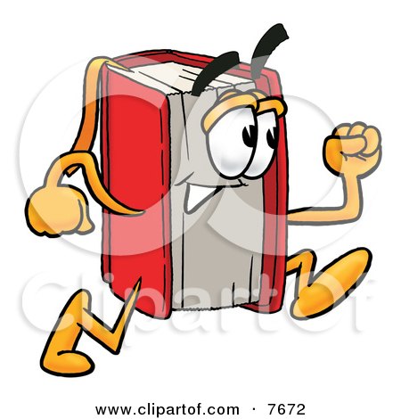 Clipart Picture of a Red Book Mascot Cartoon Character Running by Mascot Junction