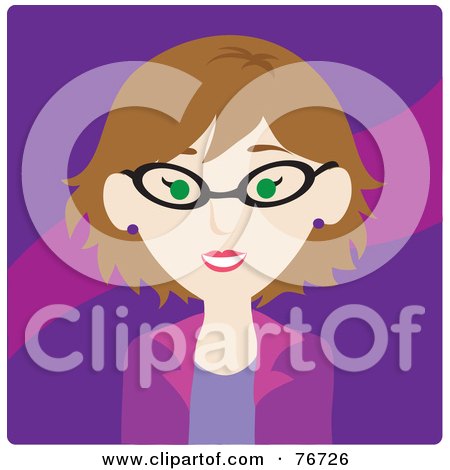 Royalty-Free (RF) Clipart Illustration of a Brunette Caucasian Avatar Woman Wearing Glasses by Rosie Piter