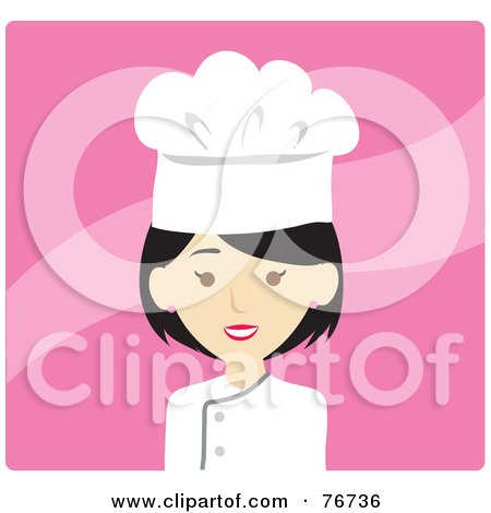Royalty-Free (RF) Clipart Illustration of an Asian Avatar Chef Woman Over Pink by Rosie Piter