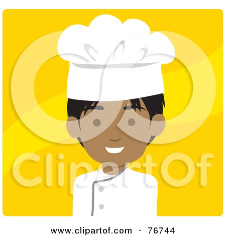 Royalty-Free (RF) Clipart Illustration of an Indian Avatar Chef Man Over Yellow by Rosie Piter