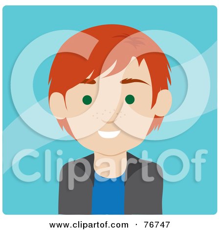 Royalty-Free (RF) Clipart Illustration of a Red Haired Caucasian Man Avatar On Blue by Rosie Piter