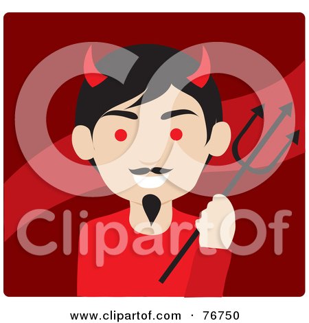 Royalty-Free (RF) Clipart Illustration of a Bad Male Devil Man Avatar On Red by Rosie Piter