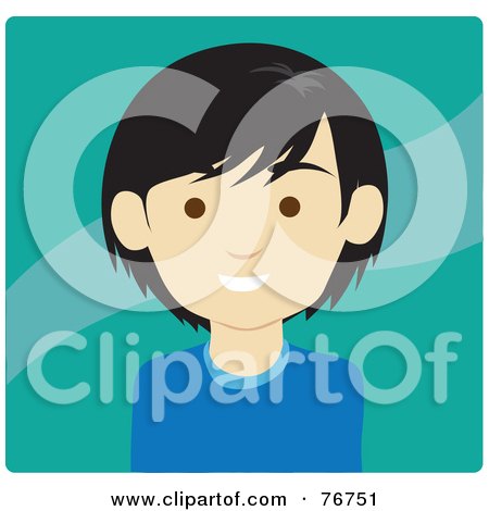 Royalty-Free (RF) Clipart Illustration of a Friendly Asian Man Avatar On Green by Rosie Piter