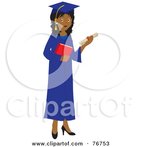 Royalty-Free (RF) Clipart Illustration of an Indian Female Graduate Holding Her Diploma And A Book by Rosie Piter