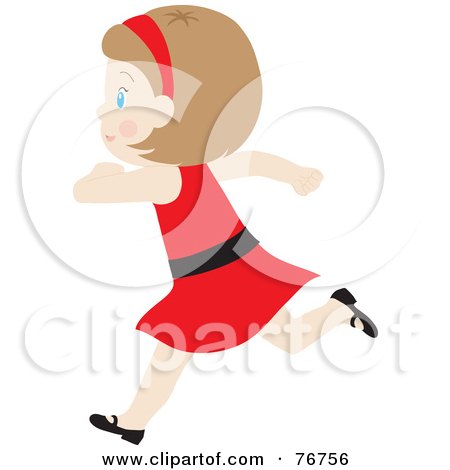 Royalty-Free (RF) Clipart Illustration of a Happy Dirty Blond Caucasian Girl Running by Rosie Piter