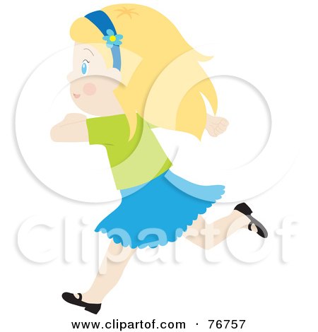 Royalty-Free (RF) Clipart Illustration of a Happy Blond Caucasian Girl Running by Rosie Piter
