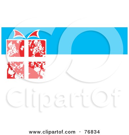 Royalty-Free (RF) Clipart Illustration of a Red And White Christmas Gift On A White And Blue Background by xunantunich