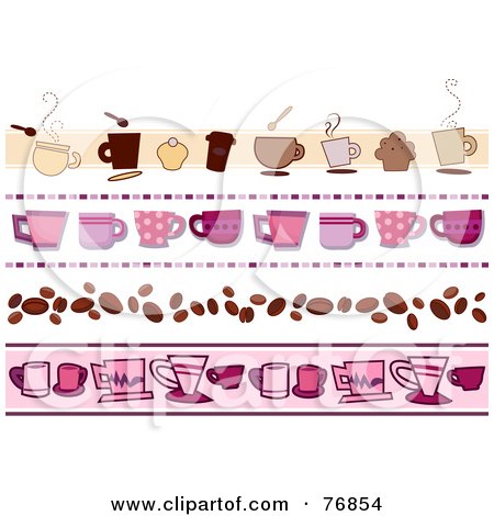 Royalty-Free (RF) Clipart Illustration of a Digital Collage Of Pink And Brown Coffee Borders by BNP Design Studio
