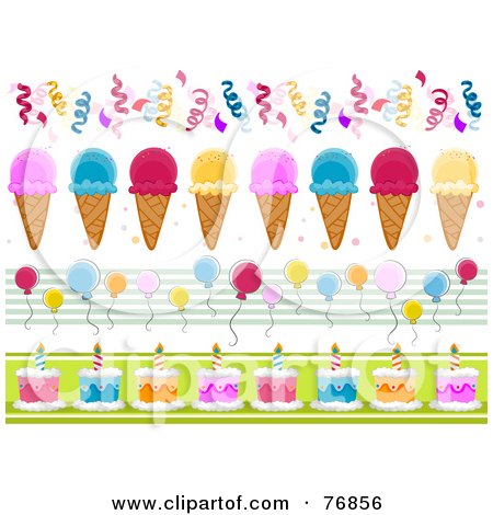 Royalty-Free (RF) Clipart Illustration of a Digital Collage Of Bday Party Borders by BNP Design Studio