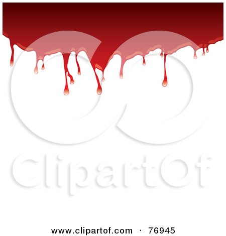 Royalty-Free (RF) Clipart Illustration of a Top Border Of Dripping Blood Over White by michaeltravers