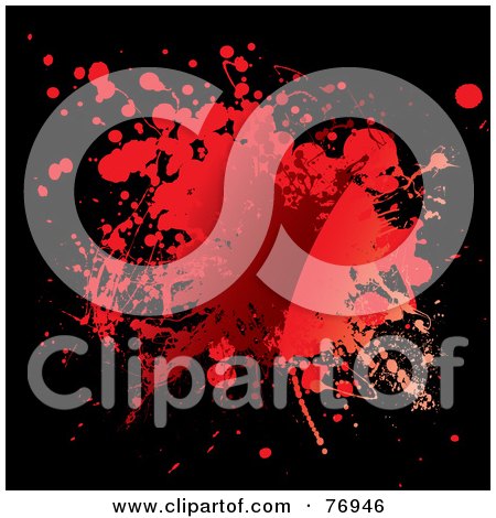 Royalty-Free (RF) Clipart Illustration of a Messy Blood Splat On Black by michaeltravers